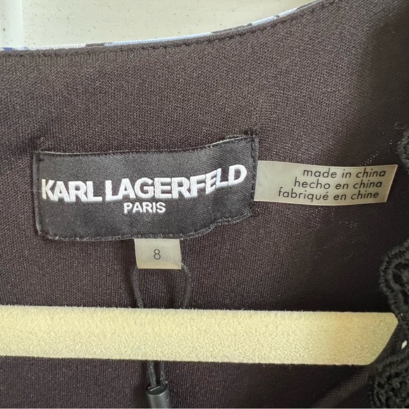 Karl Lagerfeld Paris Black & Blue Floral Sleeveless Sheath Dress Size 8 - Picture 3 of 6